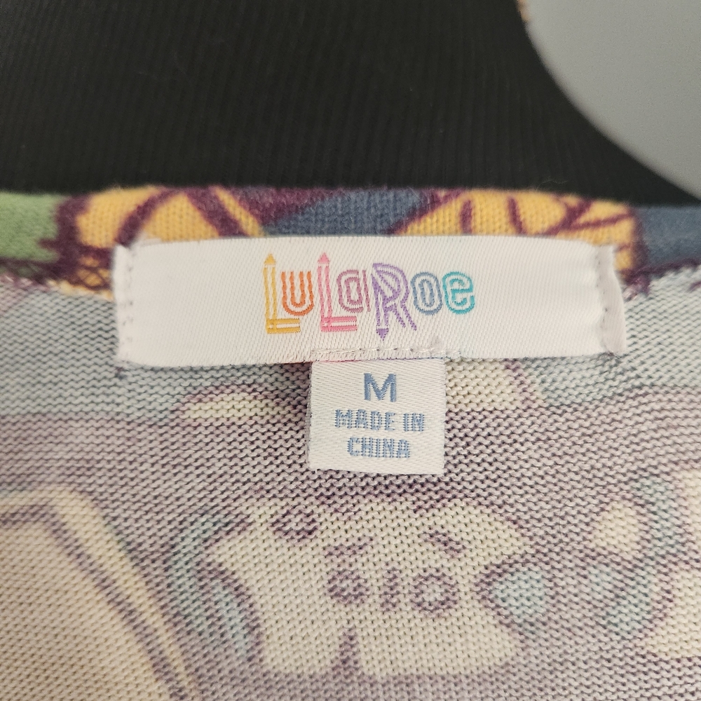 LuLaRoe Janet duster cardigan featuring a purple, floral, and Striped Pattern - Picture 12 of 14